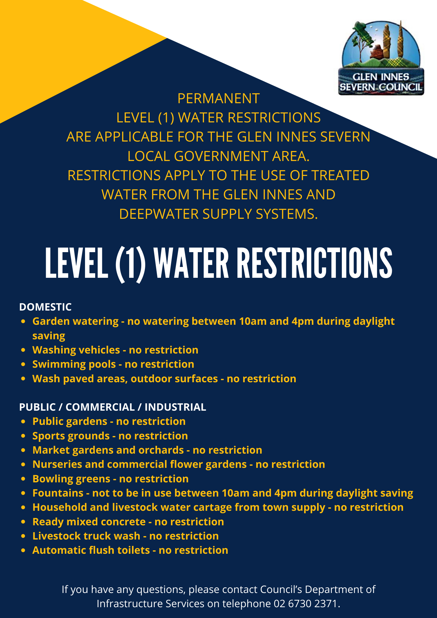 Level one (1) water restrictions - Entire LGA.png